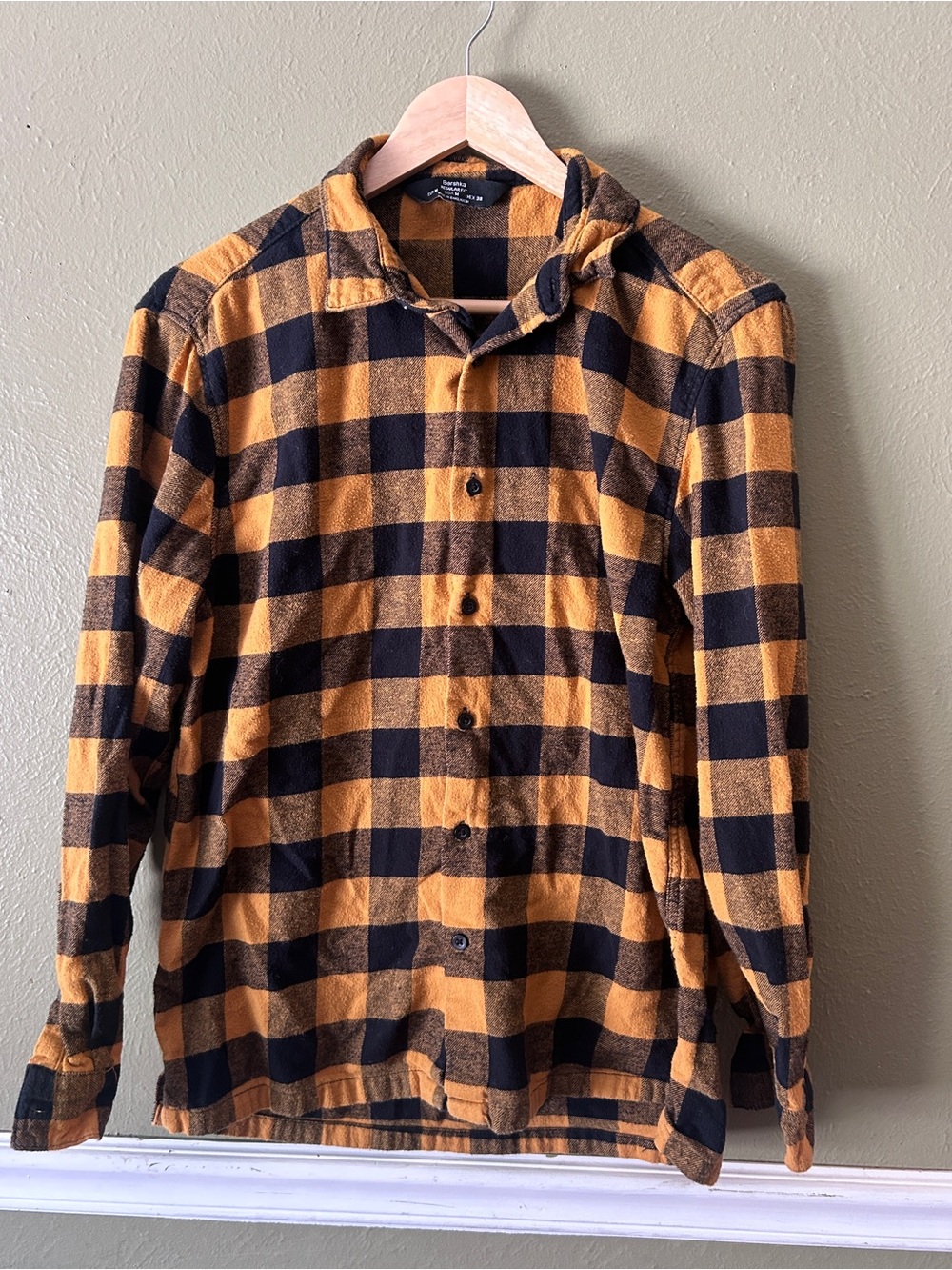 Bershka Yellow and Black checked rugged lumberjack outdoors fisherman flannel